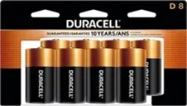 Duracell Coppertop D Batteries 8 Count Pack for $12.99