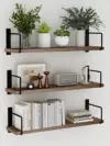 EALLRINEC Rustic Wooden Floating Shelves 3-Pack for $18.68