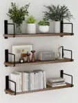 EALLRINEC Rustic Wooden Floating Shelves 3-Pack for $18.68