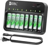 EBL 4x 2800mAh AA & 4x 1100mAh AAA Batteries with 20W Charger for $11.87