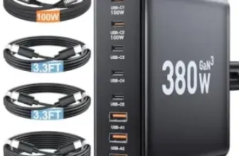 Ediliow 380W 8-Port USB C Charger Block with 4 Cables for $30