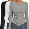 Ekouaer Women’s Long Sleeve Crew Neck Stretchy Fitted Tops for $9.99