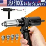 Electric Rivet Nut Gun Cordless Drill Pop Adapter Tool – $7.99