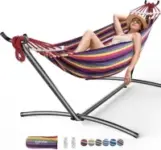 EveryFun Portable Double Hammock with Steel Stand for $49.50