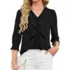 Funlingo Women’s 3/4 Length Sleeve Ruffle V Neck Blouse for $8.99