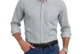 Gianzen Men’s Wrinkle Resistant Oxford Dress Shirt in Light Gray for $10.44