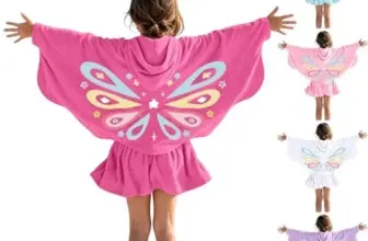 Girls’ Butterfly Zip-Up Hooded Beach Towel Wraps with Pockets for $3.99