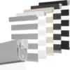 Gray METechs No-Drill Zebra Blinds – Dual Layer Light Filtering Cordless Shades for $40.08
