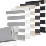 Gray METechs No-Drill Zebra Blinds – Dual Layer Light Filtering Cordless Shades for $40.08