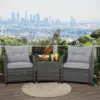 Gymax 3-Piece Patio Rattan Sofa Set with Grey Cushions for $175