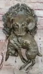 Hound Dog with Rabbit Bronze Sculpture Figurine – Now $299.50