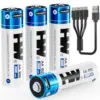 HW 4-Pack 3600mWh Rechargeable AA Lithium Batteries with USB-C Fast Charging for $9.49
