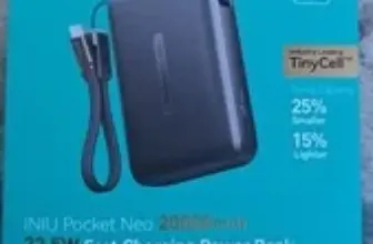 INIU Pocket Neo 20000mAh Power Bank with 22.5W Fast Charging for $20.00