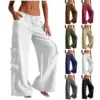 Linen Drawstring Elastic Waist Baggy Wide Leg Pants for $12.99