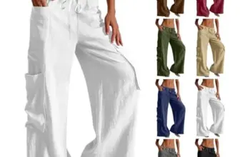 Linen Drawstring Elastic Waist Baggy Wide Leg Pants for $12.99