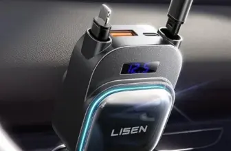 LISEN 96W 4-in-1 Retractable Car Charger with USB-C & Lightning Cables for $9.89