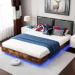 LUCKLIFE Queen Floating Bed Frame with RGB Lights for $81