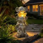 Lyeasw Solar Elephant Garden Statue with Lighted Welcome Sign for $12.99