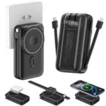 Magnetic Portable Charger 10000mAh with Built-in Cables – $16.45