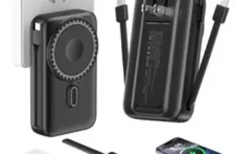 Magnetic Portable Charger 10000mAh with Built-in Cables – $16.45