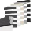 Gray METechs No-Drill Zebra Blinds – Cordless Dual Layer Light Filtering Shades for $51.52