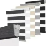 Gray METechs No-Drill Zebra Blinds – Cordless Dual Layer Light Filtering Shades for $51.52