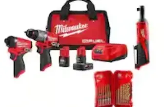 Milwaukee M12 FUEL 12V Hammer Drill Kit with Ratchet and 23-Piece Titanium Set for $156.00