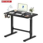 Mobile Black Wood Standing Desk with Gas Spring Height Adjustment for $144.48