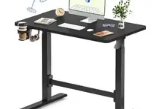 Mobile Black Wood Standing Desk with Gas Spring Height Adjustment for $144.48