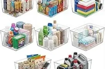 MOONEDGE 8-Pack Large Clear Plastic Storage Bins for $35.99
