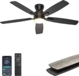 Ohniyou 52″ Low Profile Ceiling Fan with LED Light for $44