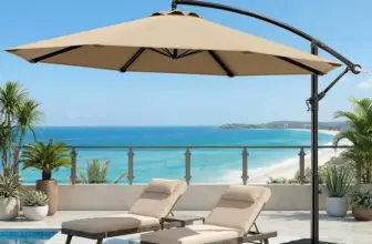 Olilawn 10′ 360-Degree Cantilever Offset Patio Umbrella with Base for $99.99