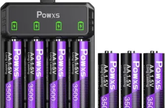 Powxs 3500mWh 1.5V AA Rechargeable Lithium Batteries (8-Pack) with Charger for $12.84