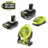 RYOBI ONE+ 18V 4.0 Ah Battery and Charger Kit with Hybrid Fan – $79.00