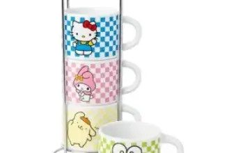 Silver Buffalo Hello Kitty 4-Pack Ceramic Espresso Cups for $8.57