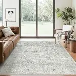 5×7 Grey Low Pile Indoor Washable Area Rug for $24.99