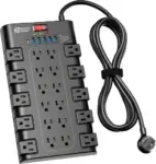 SUPERDANNY Surge Protector Power Strip with 12 Outlets and 4 USB Ports for $19.99