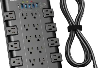 SUPERDANNY Surge Protector Power Strip with 12 Outlets and 4 USB Ports for $19.99