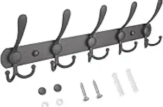 TICONN Wall Mounted Coat Rack with 5 Heavy Duty Hooks for $5.38