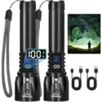 2-Pack TrixHub Zoomable Rechargeable LED Flashlights with LCD Display for $9.87