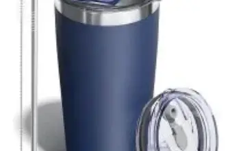 Uirzotn 20oz Stainless Steel Travel Coffee Tumbler with Dual Lids & Straw for $6.49