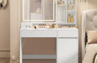 VASAGLE Kailyn Collection 43.3-Inch Vanity Desk with Mirror and Lights for $143.99