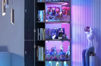 Versiontech 5-Tier 65.4″ Display Cabinet with Glass Doors and RGB Lights for $135.99