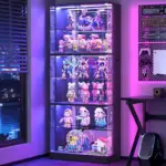 VersionTECH 71” 6-Tier Display Cabinet with Glass Doors and RGB Lights for $167.99