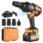 2000Nm 21V Brushless 3/4 Impact Wrench with 4 Sockets – $86.00