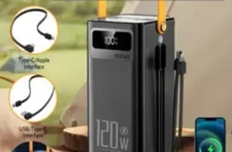 Portable 70000mAh Power Bank 120W with 4 USB Ports – $40.99