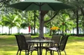 Ainfox 9-Inch Outdoor Patio Table Market Umbrella with Push Button Tilt & Crank for $29.99