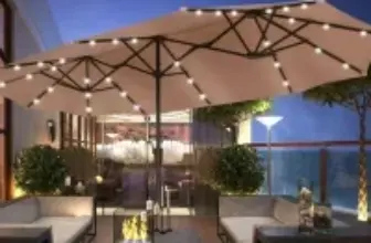 Autlaycil 13′ Rectangle Umbrella with 36 Solar Lights for $79.99