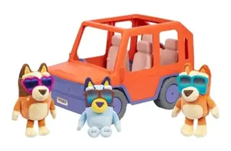Bluey Big Heeler 4WD Family Toy Car Set with Plush Bingo & Chilli for $22.97