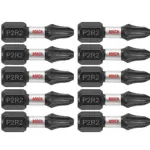 BOSCH ITP2R21B 10-Pack Phillips/Square #2 Impact Tough Screwdriving Bits for $4.21